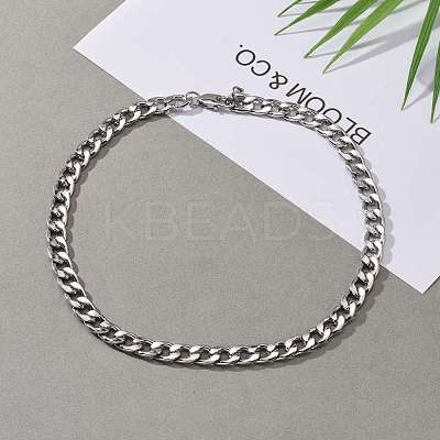 Tarnish Resistant Unisex 304 Stainless Steel Cuban Chain Necklaces NJEW-JN03489-01-1