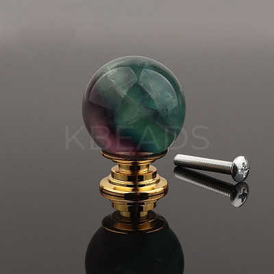 Metal & Natural Fluorite Drawer Knobs PW-WG57F80-06-1