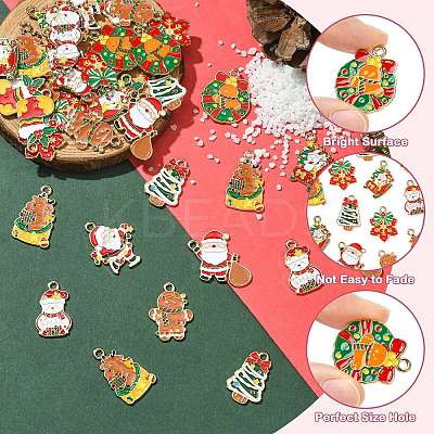 40Pcs 10 Styles Christmas Alloy Enamel Pendants FIND-CJ0003-32-1