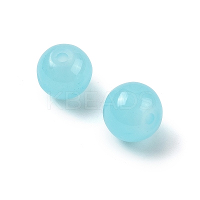 2 Strands Baking Paint Imitation Jade Glass Round Bead Strands DGLA-FS0001-20C-1