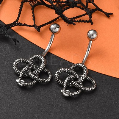Snake 316 Surgical Stainless Steel Belly Button Rings EJEW-G416-18A-AS-1