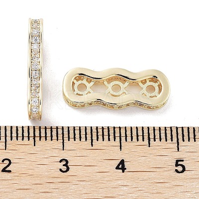 Brass Micro Pave Clear Cubic Zirconia Multi-Strands Links KK-B082-15A-G-1