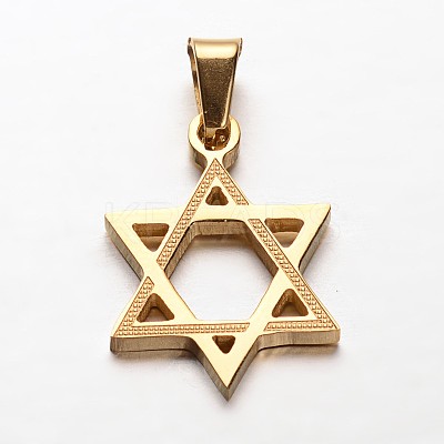 Star of David 304 Stainless Steel Pendants STAS-P085-10-1