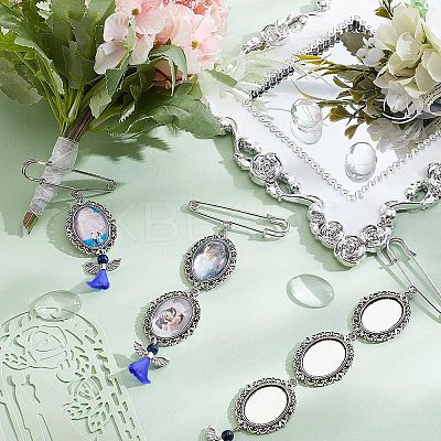6Pcs 3 Style Photo Charm Alloy Brooches DIY-CA0004-26-1
