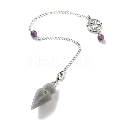 Natural Labradorite Pointed Dowsing Pendulums G-K338-12P-03-1