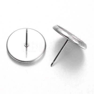Tarnish Resistant Flat Round Stainless Steel Stud Earring Settings LS-X-STAS-M227-12mm-1