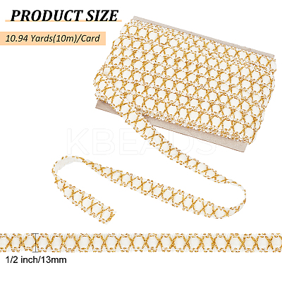10M Polyester Gold Metallic Lace Ribbon DIY-WH0491-43A-1