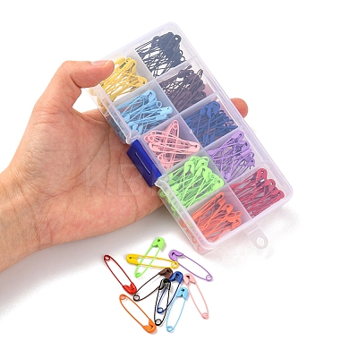 200Pcs 10 Colors Spray Painted Iron Safety Pins IFIN-YW0001-38-1