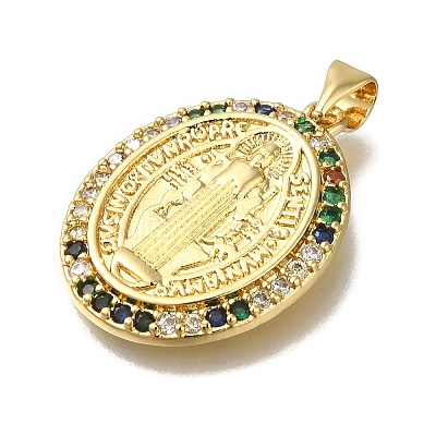 Rack Plating Brass Micro Pave Clear Cubic Zirconia Pendants KK-G500-02C-G-1