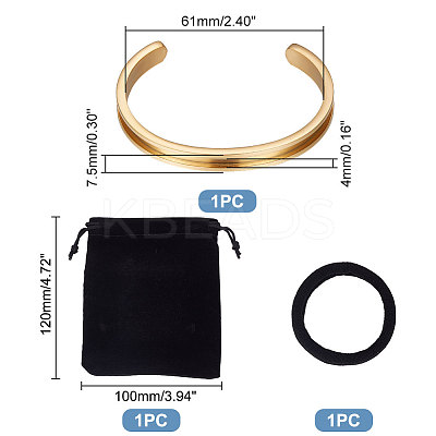 1PC 304 Stainless Steel Grooved Bangles FIND-UN0002-11-1