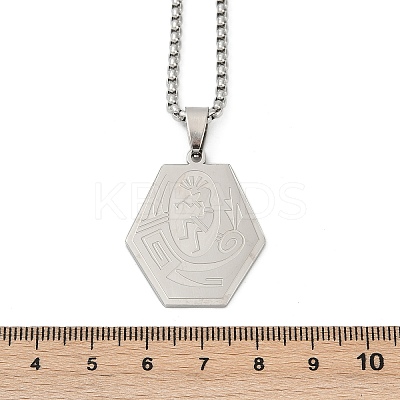 201 Stainless Steel Native American Hexagon Pendant Necklaces NJEW-K283-02P-1