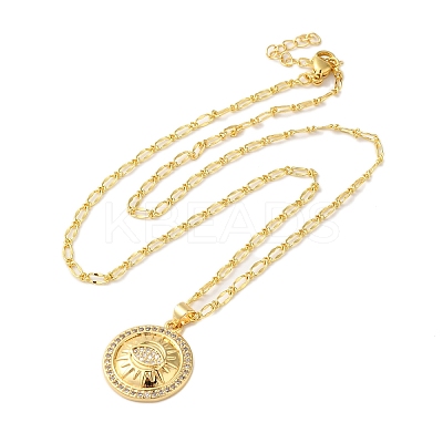 Brass Micro Pave Clear Cubic Zirconia Pendant Necklaces for Women NJEW-S429-03G-01-1