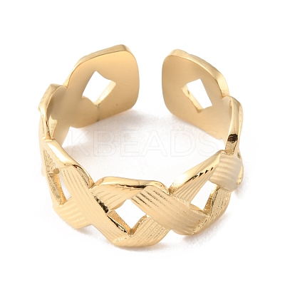 304 Stainless Steel Hollow Infinity Open Cuff Rings RJEW-D002-41G-1