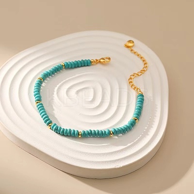 Bohemian Style Synthetic Turquoise Rondelle Beaded Bracelets for Women NJ4961-1