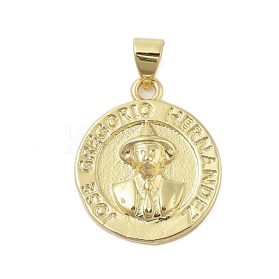 Flat Round Real 18K Gold Plated Rack Plating Brass Pendants KK-Z074-19G-03-1