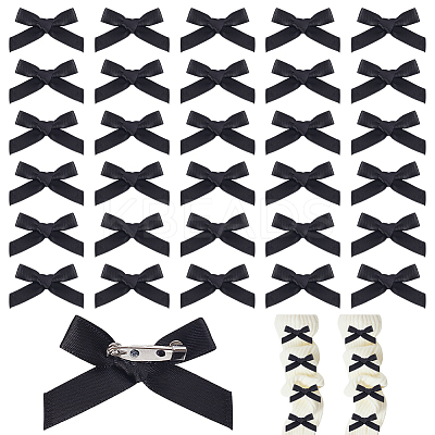 Bowknot Polyester Pins JEWB-WH0010-89B-1