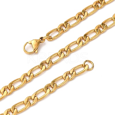 4MM 304 Stainless Steel Figaro Chain Necklaces NJEW-P338-02G-1