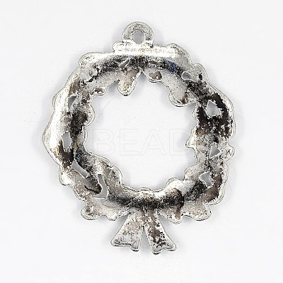 Christmas Wreath Alloy Pendants TIBEP-GC130-AS-RS-1