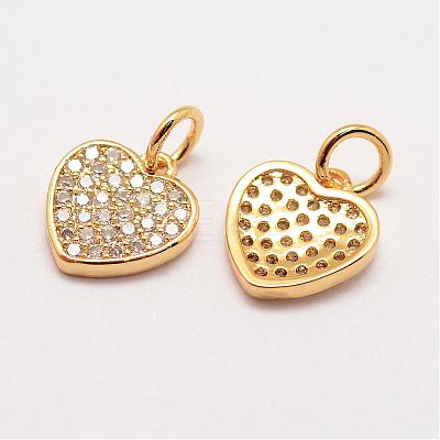 Brass Micro Pave Grade AAA Cubic Zirconia Charms ZIRC-G090-25G-NR-1