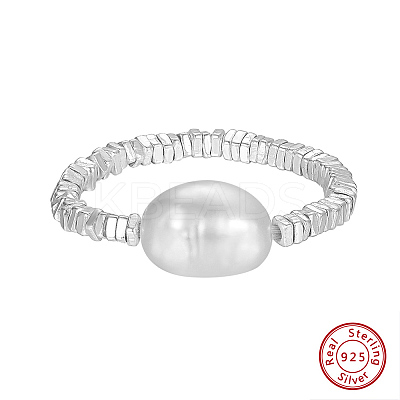 Anti-Tarnish 925 Sterling Silver with Natural Baroque Pearls Rings RJEW-Z030-03P-1