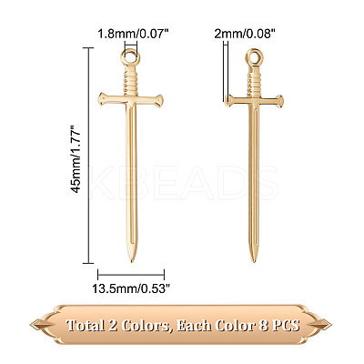 16Pcs 2 Colors 201 Stainless Steel Pendants STAS-UN0049-65-1