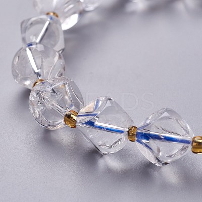 Faceted Natural Quartz Crystal Stretch Beaded Bracelets BJEW-H543-B10-1