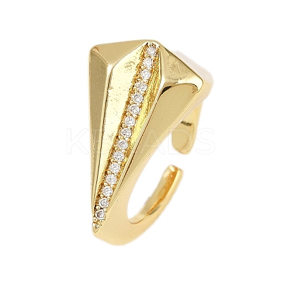 Brass Micro Pave Cubic Zirconia Adjustable Cuff Rings RJEW-C140-01G-1