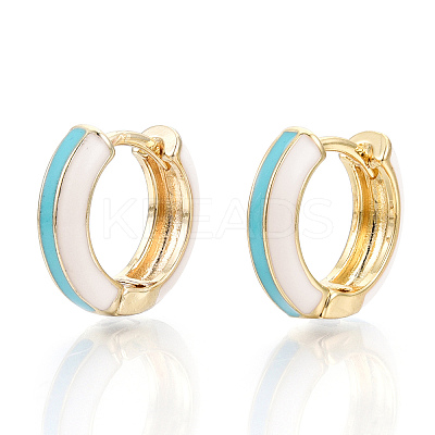 Brass Huggie Hoop Earrings LS-EJEW-S209-07C-1