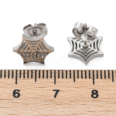 Non-Tarnish 304 Stainless Steel Spider Web Stud Earrings LS-EJEW-G294-01P-1