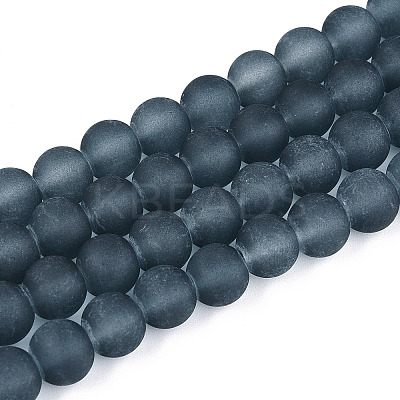 Frosted Transparent Glass Beads Strands GLAA-S031-8mm-12-01-1
