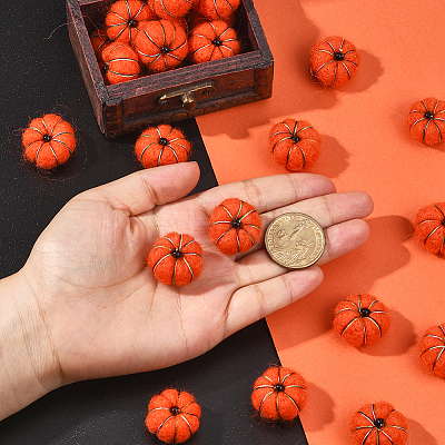 36Pcs Handwork Wool Needle Felting Pumpkin Ornaments AJEW-SC0031-39A-1