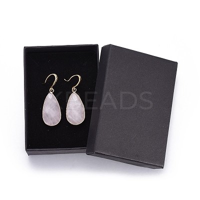 Teardrop Natural Rose Quartz Dangle Earrings EJEW-JE02998-03-1