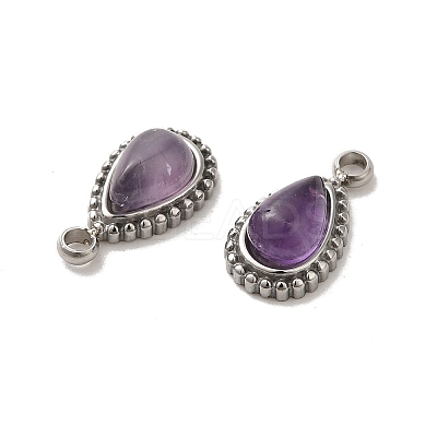Natural Amethyst Teardrop Charms STAS-B074-04P-04-1