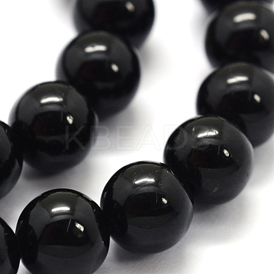 Natural Black Tourmaline Beads Strands G-G763-01-8mm-A-1