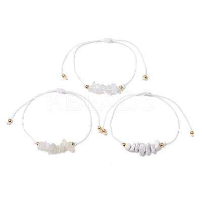 3Pcs 3 Styles Gemstone Braided Bead Bracelets BJEW-JB11146-07-1