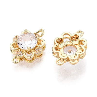 Brass Pave Clear Cubic Zirconia Connector Charms KK-N284-20G-1