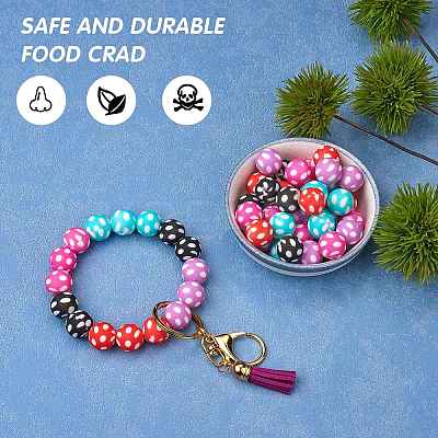 WEWAYSMILE 50Pcs 5 Styles 15mm Silicone Round Beads Making Kit JX489A-1