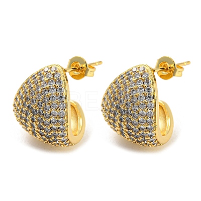 Brass Micro Pave Cubic Zirconia Stud Earrings EJEW-C066-11G-1