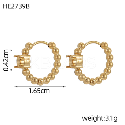 304 Stainless Steel Beaded Hoop Earring Settings STAS-OY011-99G-1