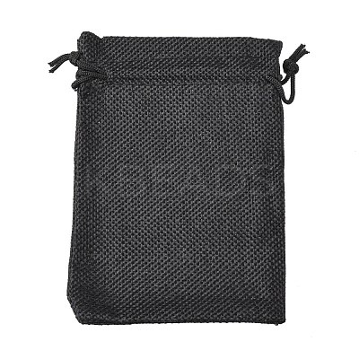 Polyester Imitation Burlap Packing Pouches Drawstring Bags X-ABAG-R005-14x10-09-1