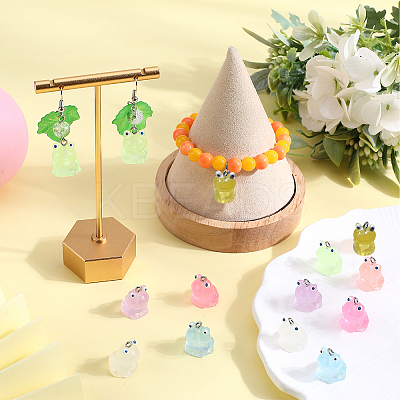 28Pcs 7 Colors Luminous Translucent Resin Pendants RESI-SC0002-88-1