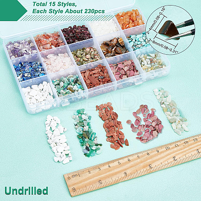 3500Pcs 15 Style Natural & Synthetic Mixed Gemstone Beads G-NB0003-09-1