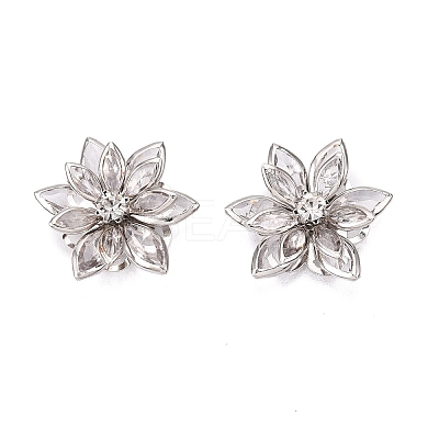 Acrylic Rhinestone Flower Flat Back Cabochons RSB027-06-1