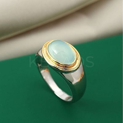 Oval Brass Cat Eye Finger Rings FS-WGC727D-04-1