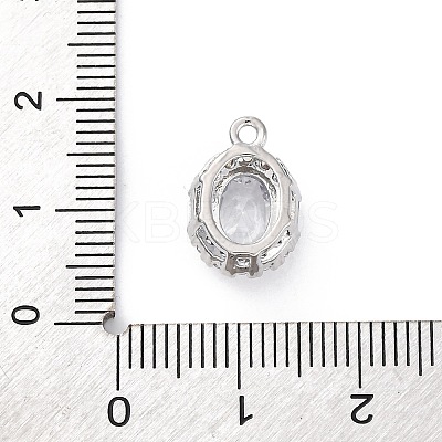 Brass Micro Pave Clear Cubic Zirconia Pendants KK-Z084-09P-01-1