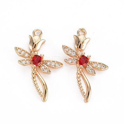 Rack Plating Brass Micro Pave Clear Cubic Zirconia Pendants X-KK-T060-66C-RS-1