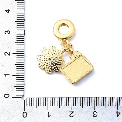 Brass Micro Pave Clear Cubic Zirconia European Dangle Charms KK-F904-21G-1