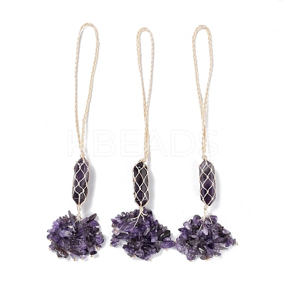 Natural Amethyst Reiki Healing Wall Hanging Pendant HJEW-C005-01C-1