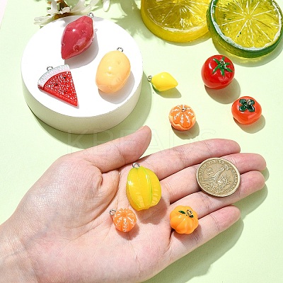 10Pcs 10 Styles Autumn Theme Resin Pendants FIND-YW0005-42-1