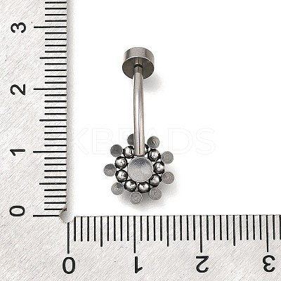 304 Stainless Steel Clear Cubic Zirconia Curved Barbell Belly Button Rings AJEW-D306-03P-01-1